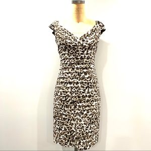 ADRIANNA PAPELL Animal print Cap Sleeve Midi Dres